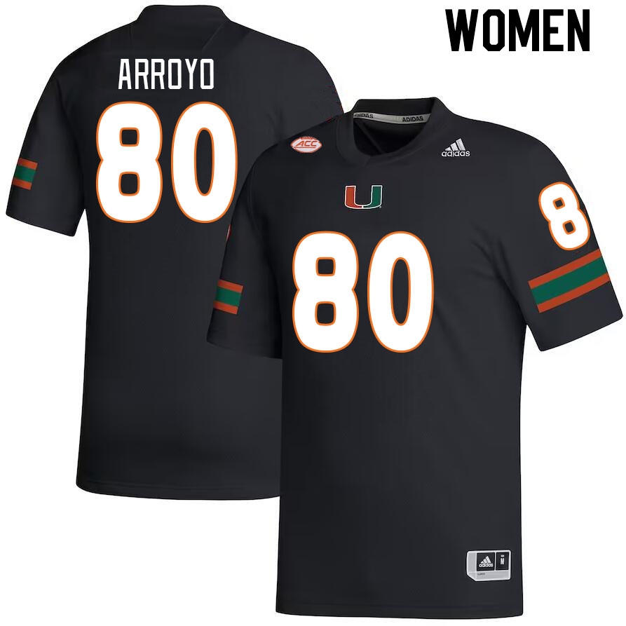 Women #80 Elijah Arroyo Miami Hurricanes College Football Jerseys Stitched-Black